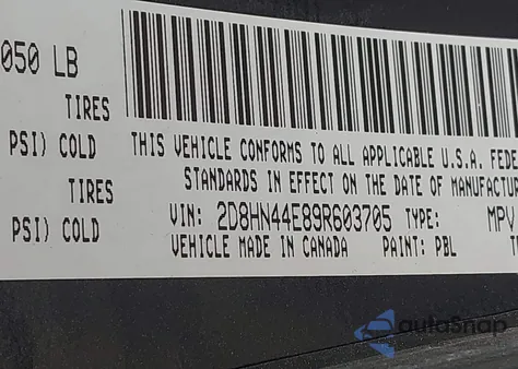 2009 Dodge Grand Caravan Se из США, поврежденный, VIN 2D8HN44E89R603705